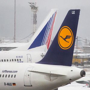 Немецкая Lufthansa и российская Трансаеро на одном летном поле